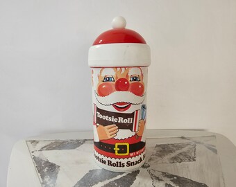 Vintage Santa Claus Covered Container Tootsie Roll Santa Claus Christmas Decoration