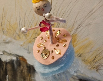 Vintage Pipe Cleaner Ballerina Ornament Made in Japan Vintage Christmas Ornaments Spun Cotton Ornaments