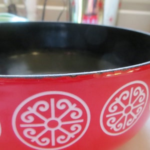 Mid Century Fissler Asia Red Enamelware Bowl Steel Bowl MCM Medallions Modern Bowl image 7