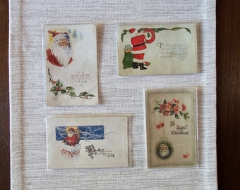 Antique Santa Claus Post Cards Antique Christmas Postcard Set of 4 Embossed Santa