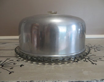 Glass Cake Plate with Lid Appetizer Plate Cake Server Vintage Kitchen Covered Cake Plate Vintage Cake Platter Covered Plate