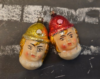 Antique Mercury Glass Hand Blown Christmas Tree Ornament Figural Ornaments Bobby Clown