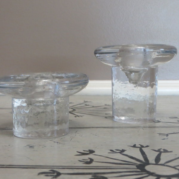 Handmade Blenko Glass Candle Holders Unique Glass Candlestick Holders Housewarming Gifts Vintage Glass