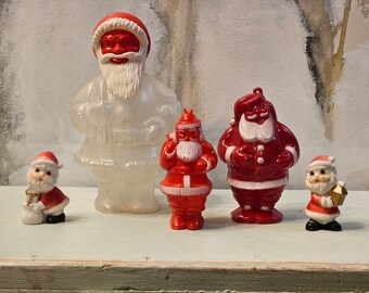 Collection of Vintage Santa Claus Plastic Candy Holders Vintage Christmas Decorations