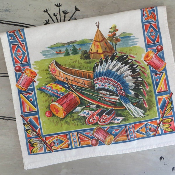 Herbst Küchentuch Baumwolle G W Prismacolor Küchentuch Indianer Tipi Buntes Küchentuch Retro Handtuch Vintage Geschirrtuch