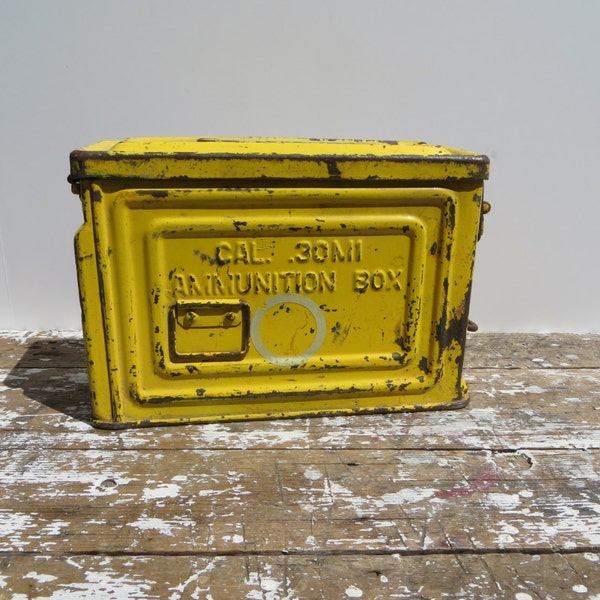 Yellow Ammunition Box Metal Rustic Box Industrial Decor