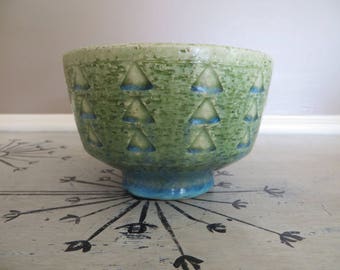 PALSHUS Green and Blue Glazed Bowl Annelise Per Linnemann Schmidt Denmark Pottery Stoneware Bowl Danish Modern Pottery Mid Century Design