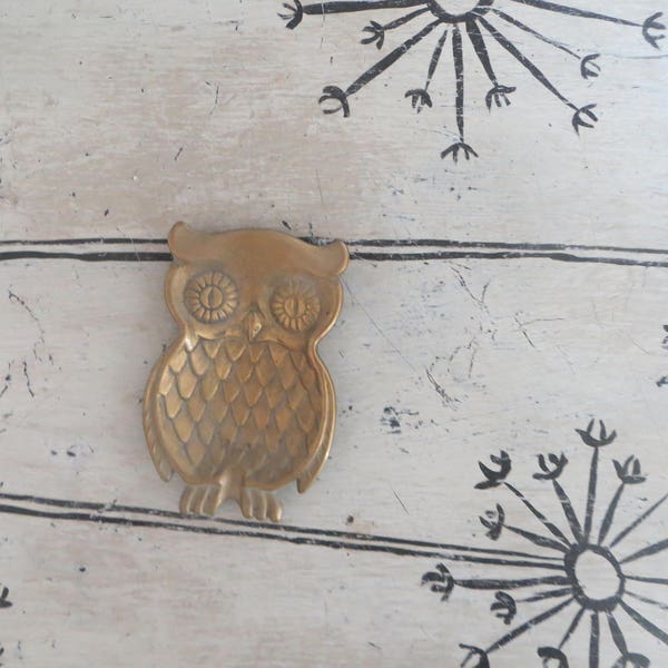 Vintage Brass Owl Ashtray Owl Dish Brass Owl Owl Trinket Dish Ring Catch