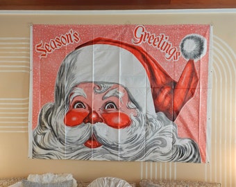 Vintage Commodore Vinyl Santa Claus Banner Garage Door Cover 54" x 72" 1970s RARE