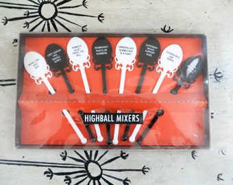 Highball Mixers Highball Stir Sticks Swizzle Sticks Vintage Barware Gift For Him Housewarming Gift Inappropriate Gifts Politically Incorrect