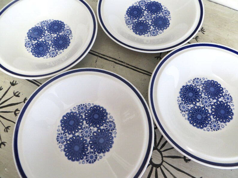 Vintage Blue Egersund Norway Korulen Bowl Scandinavian Design Modern Design Unni Margrethe Johnsen Modernist Dinnerware Cobalt Blue Dish zdjęcie 4