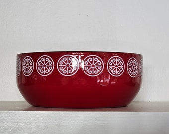 Mid Century Fissler Asia Red Enamelware Bowl Steel Bowl MCM Medallions Modern Bowl