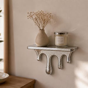 Disco Mirror Drip Shelf | Handmade Mosaic Wall Shelf | Funky Home Decor | Aesthetic Wall Decor