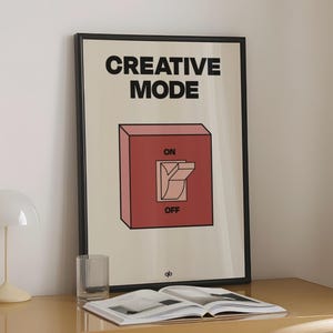 Tryb kreatywny | Motywująca sztuka ścienna, designerski prezent, inspirujący wystrój biura, plakat promujący kreatywność