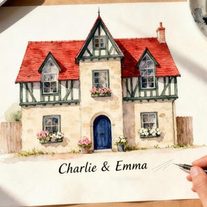 Custom Hand-Painted House Painting, Personalized Watercolor Home,Housewarming Gift, Our First Home Sign,Home Sweet Home Sign,First Home Gift