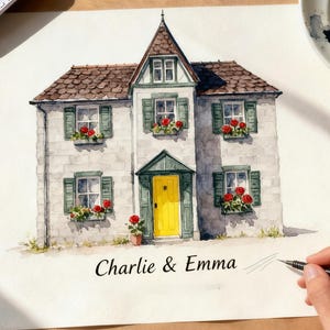 Custom Hand Painted House Painting, Personalized Watercolor House,Housewarming Gift,Home Sweet Home Sign,Our First Home Sign,First Home Gift