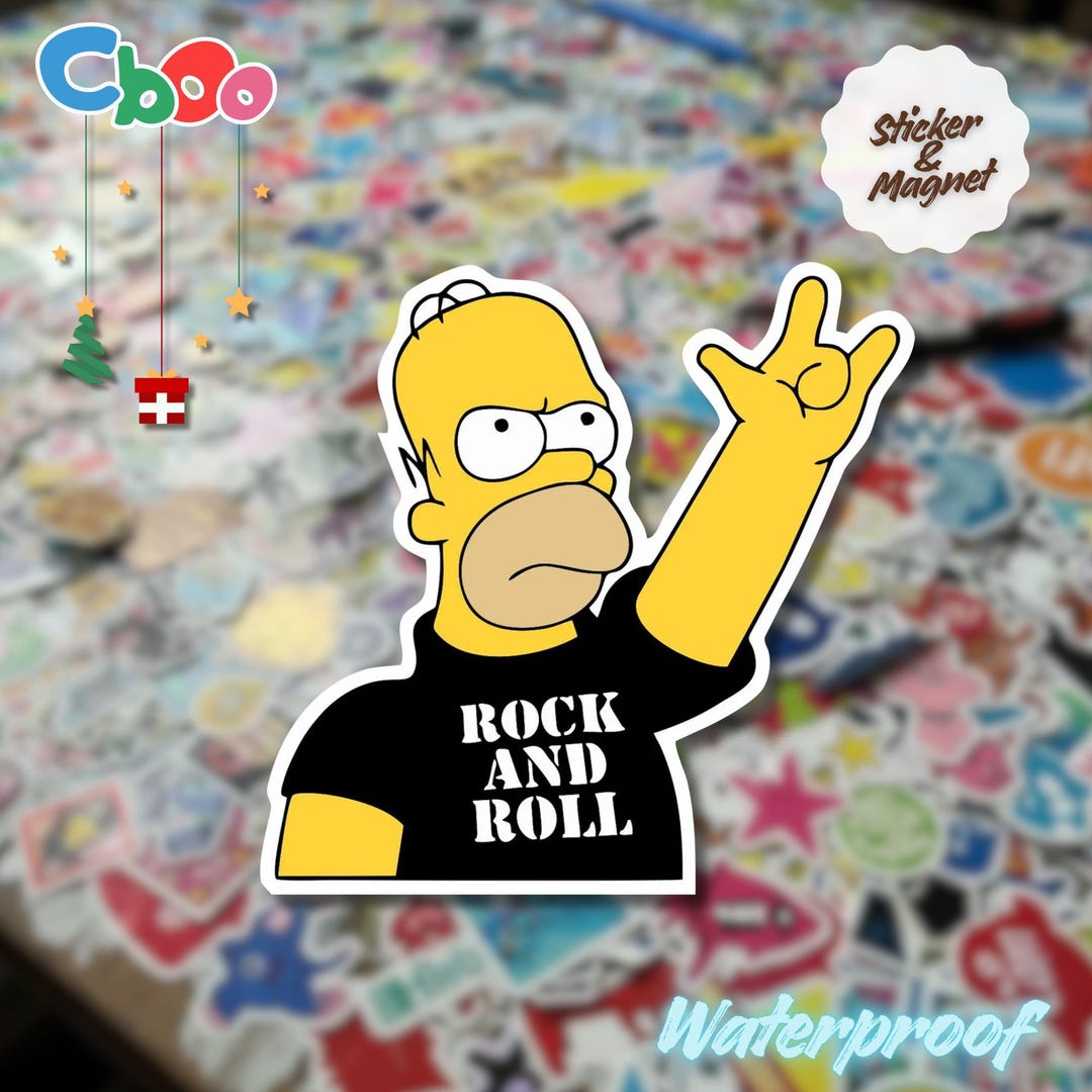 Homer Simpson Pop Rocks Homer Rock and Roll Waterproof Sticker, Funny Simpsons Fan Art - Etsy