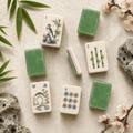 American Mahjong Set, 160 Acrylic Tiles, Retro Chinese Garden Art, Green Layered Edge, Mahjong Gift for Women and Game Night Players product logo