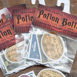 Set of Potion Bottle Label Stickers, DIY Potion Bottles, Halloween Decor, Halloween Crafts, Halloween Paper Craft, Mixed Media Art Supplies