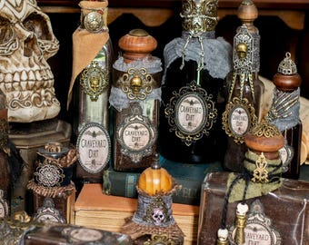 Graveyard Dirt Potion Bottle: Halloween Decor, Altered Art Bottle