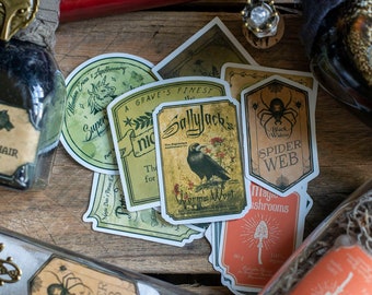 Vintage Inspired Apothecary Potion Labels: Physical Sticker Set for Junk Journals