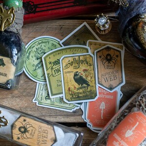 Set of Potion Bottle Label Stickers, DIY Potion Bottles, Halloween Decor, Halloween Crafts, Halloween Paper Craft, Mixed Media Art Supplies