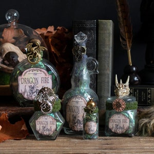 Green Dragon Fire Potion Bottle: Altered Art Halloween Decor