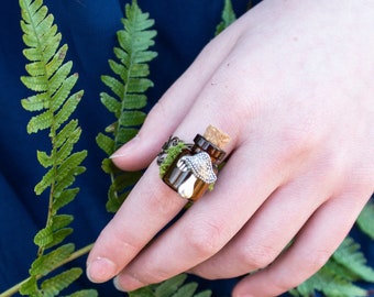 Mushroom Potion Bottle Ring, Moss and Mushroom Ring, Fairycore Jewelry, Potion Bottle Jewelry, Cottagecore Jewelry, Fairy Costume