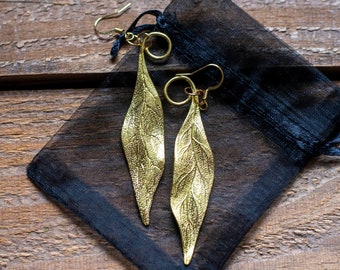 Gold Leaf Earrings for Everyday Wear, Fairy Costumes, Fantasy Weddings, Hand Fastings, Nature Lover Gifts and More