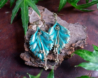 Copper Patina Bohemian Leaf Earrings, Fairy Earrings, Leaf Earrings for Fairy Costume, Fairytale Wedding, Hand Fasting, Fairy Leaf Earrings