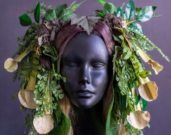 Forest Fern Headdress, Forest Goddess Headdress, Queen, Fairy Headdress, Green Woman Costume, Forest Fairy, Fairy Costume