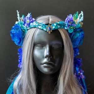 Swimable Blue and Aqua Coral Mermaid Crown Headdress for Mermaid Costume, Beach Wedding, Photo Shoots and More