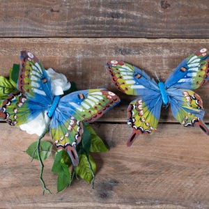Blue Butterfly Headpiece Set, Fairy Hair Clips, Butterfly Fascinator, Fairy Costume Accessories, Woodland Elf Hairpiece, Faerie Crown Wings