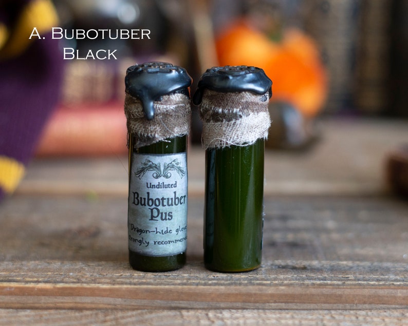 Mini Wizard School Potion Bottle, Potions Class, Potion Bottle, Movie Props, Wizarding School, Witch Potions, Holiday Gift Idea A. Bubotuber Black