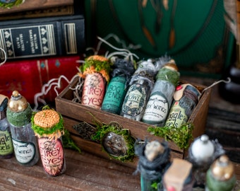 Magic Potion Bottle Set, Labyrinth Inspired Potion Bottles, Goblin Art, Fan Art, Halloween Potion Bottles, Goblin Potion Bottle