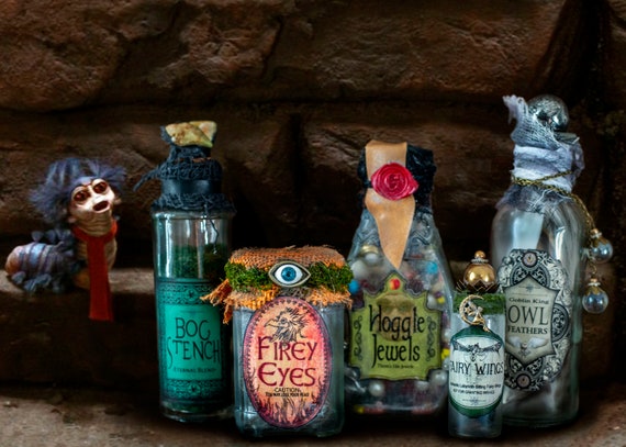 Labyrinth Inspired Potion Bottles Goblin Art Altered Bottle