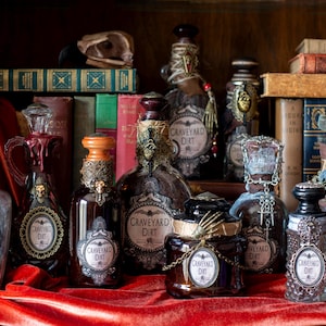 Graveyard Dirt Potion Bottle or Halloween Potion Bottles for Halloween Decor, Halloween Art, Altered Art Bottle and Wizard Potions