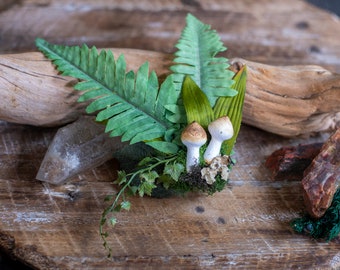 Forest Mushroom and Moss Hair Clip for Fairy Costume, Hand Fasting Ceremony, Fairytale Wedding, Elf Costume