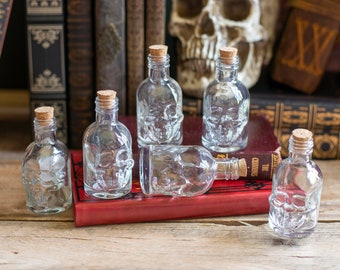 Glass Skull Potion Bottle, DIY Potion Bottle, Make Your Own Potion, Halloween Potion, Skull Bottle, Halloween Decor, Witch Potion, Wizard