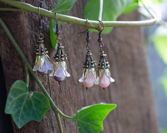 Vintage Pearl Flower Earrings, Fairy Earrings, Hand Fasting, Fairytale Wedding Jewelry, Fairy Costume