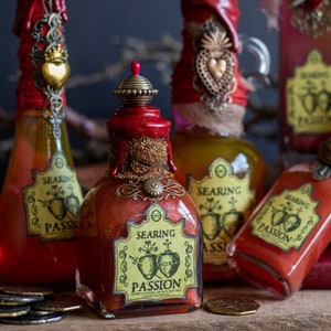 Searing Passion Potion Bottle, Love Potion, Halloween Potions, Halloween Decor, Valentine Potions, Wizard School, Altar Decor, Recycled image 4