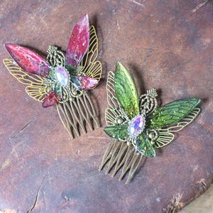 Fairy Wing Hair Comb, Resin Fairy Wings Hair Clip, Fantasy Hair Accessory for Forest Wedding, Fairy Costume, or Fairycore Style
