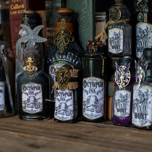 Large Dark Fairy Potion Bottles, Halloween Decor, Halloween Potions, Wizard Potions, Witch Potions, Magic Potions