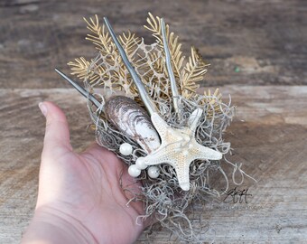 Mermaid Shell Hair Clip, Mermaid Costume, Beach Wedding, Sea Witch Costume, Pearl Mermaid Hair Clip, Mermaid Barrette, Mermaid Fascinator