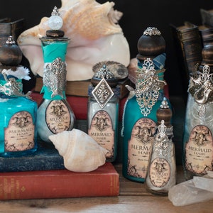 Arctic Mermaid Hair Potion Bottle, Mermaid Potion Bottles, Sea Magic, Sea Witch Potions, Mermaid Hair Potion Bottles, Mermaid Art