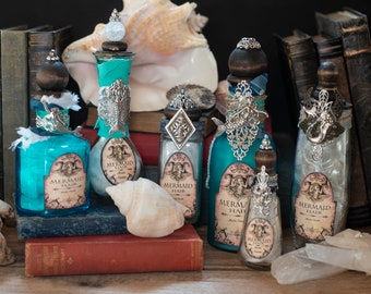 Arctic Mermaid Hair Potion Bottle, Mermaid Potion Bottles, Sea Magic, Sea Witch Potions, Mermaid Hair Potion Bottles, Mermaid Art