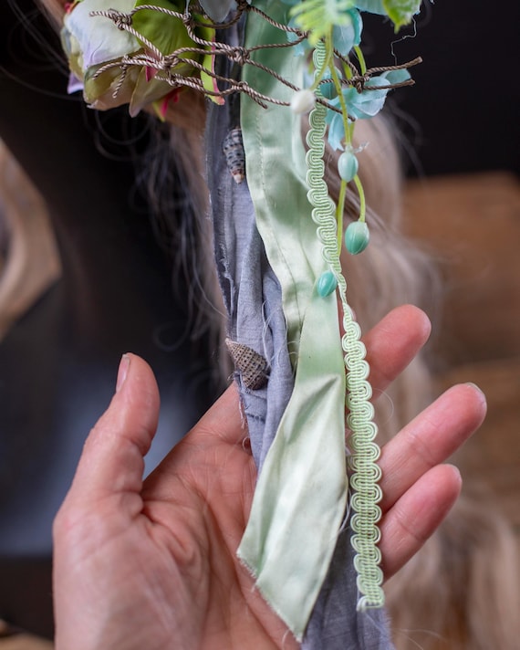 Aqua Blue Mermaid Headdress – Shell Crown With Vintage
