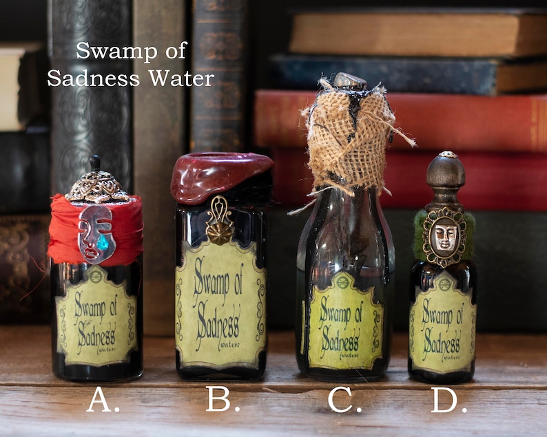 Magic Potion Bottles, Neverending Story Inspired Potion Bottles, Altered Bottle, Halloween Potion Bottles, Halloween Decor, Upcycled Art image 6