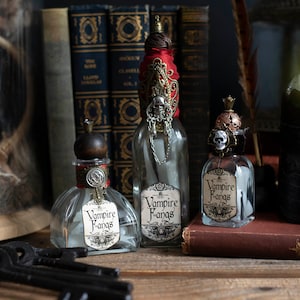 Glow in the Dark Vampire Fangs Potion Bottle: Halloween Apothecary Decor