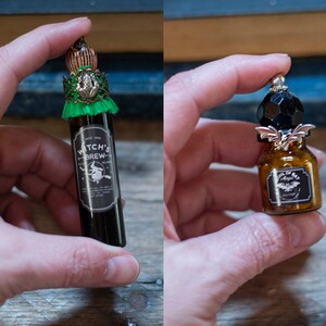 Mini Halloween Potion Bottles, Witch Potion Bottles, Halloween Decor, Altered Glass Bottle, Wizard Potion, Halloween Party, Wizarding School image 10